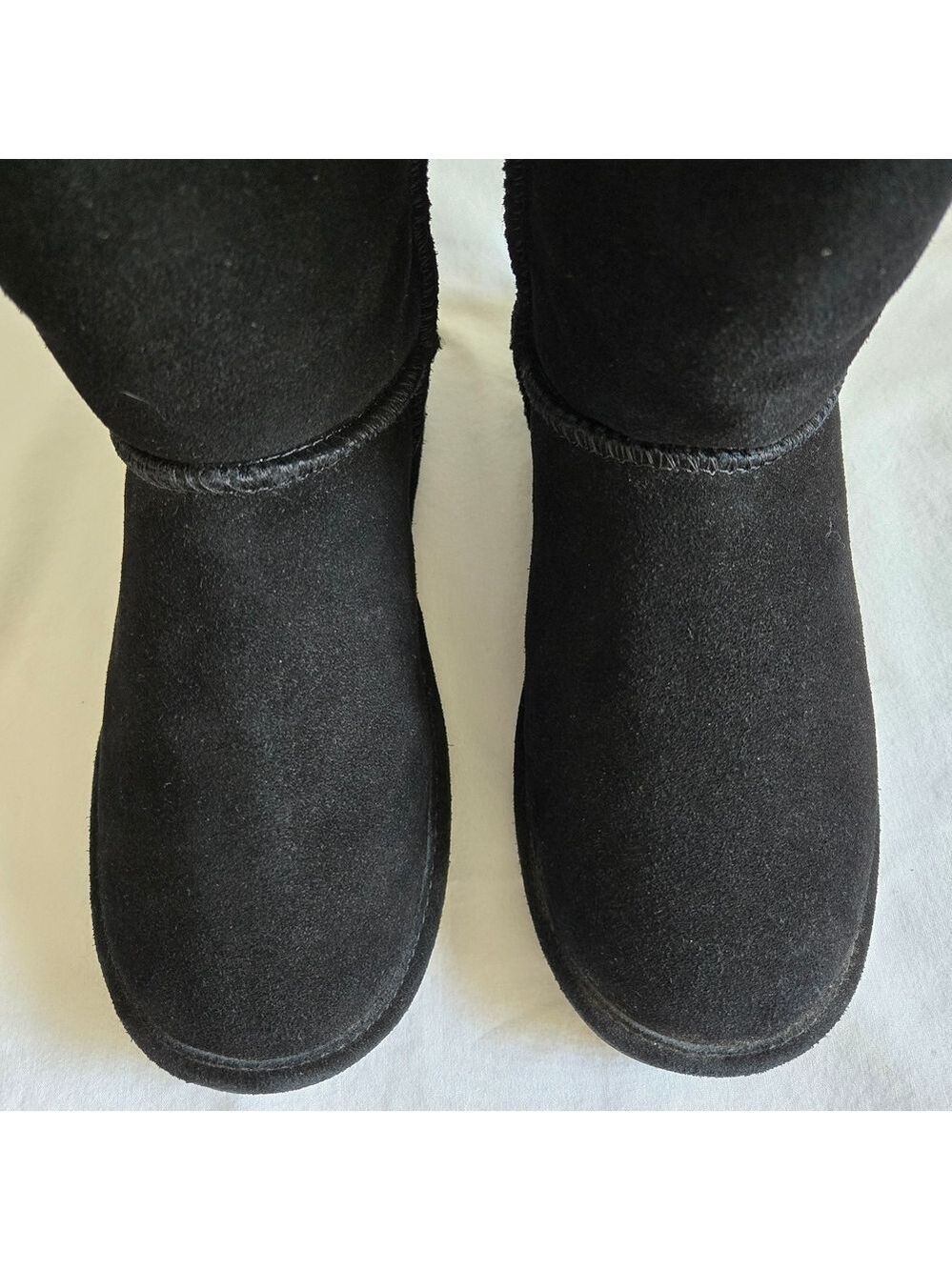 BEARPAW BOOTS 'ELLE' 12' HIGH BLACK SUEDE WOMENS WOOL SHEEP SKIN SIZE 8 - Picture 7 of 15